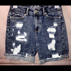 Ripped Jean Capri shorts